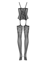 Load image into Gallery viewer, OBSESSIVE F211 BODYSTOCKING BLACK PATTERNED 50005-8