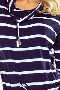 Sports dress with binding - navy blue stripes 44-16