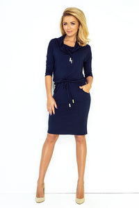 Sports dress with binding - navy blue 44-6