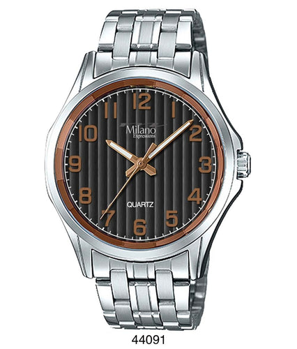 M Milano Expressions Silver Metal Band Watch with Black Dial