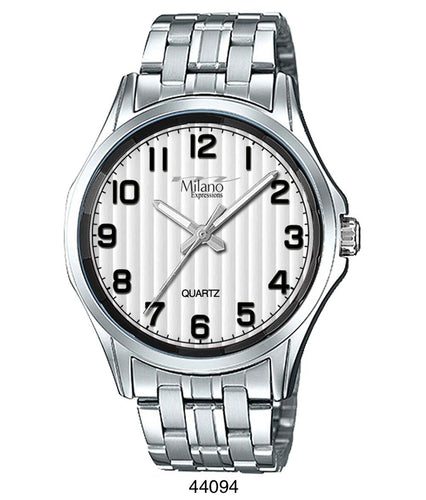 M Milano Expressions Silver Metal Band Watch with White Dial