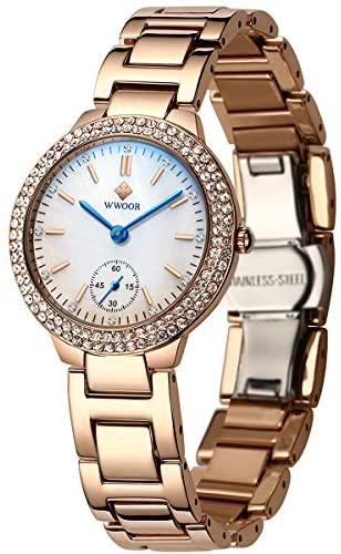 Women's Fashion Waterproof Watch Analog Quartz Watches with Stainless Steel