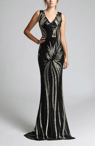 SOKY SOKA  DRESS BLACK/GOLD 63001-1