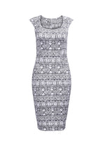 Load image into Gallery viewer, Fitted dress - ecru + Blue 53-14