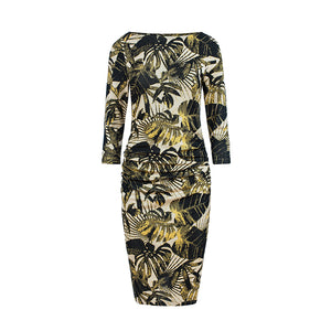Numoco 59-8 Pullover with ruffles - leaves + honey