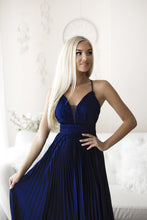 Load image into Gallery viewer, SENAT PLEATED DRESS NAVY BLUE 66001-1