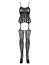 Load image into Gallery viewer, OBSESSIVE G310 BODYSTOCKING BLACK PATTERNED 50005-9