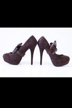 Load image into Gallery viewer, 2519-1 High-heeled pumps with bow on elastic band - Brown