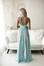 Load image into Gallery viewer, SENAT PLEATED DRESS TURQUOISE 66001-2