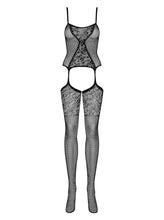 Load image into Gallery viewer, OBSESSIVE F211 BODYSTOCKING BLACK PATTERNED 50005-8