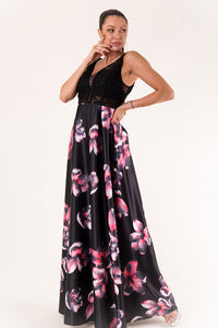 EVA & LOLA FLOWERS DRESS ROYAL BLACK 60006-2