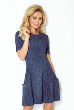 Load image into Gallery viewer, Contrafold dress with pockets - dark blue jeans 99-2