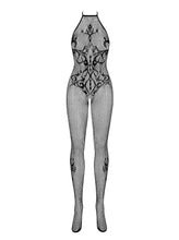 Load image into Gallery viewer, OBSESSIVE G308 BODYSTOCKING BLACK PATTERNED 50005-5