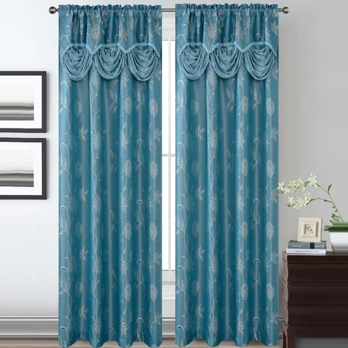 Lucia Jacquard Rod Pocket Panel with Attached