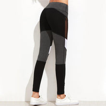 Load image into Gallery viewer, Women Fitness Leggings Black Casual Leggins Workout Pants Mesh Patchwork Leggings Mesh Insert Leggings