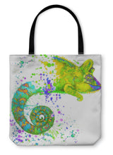 Load image into Gallery viewer, Tote Bag, Chameleon Illustration With Splash Watercolor D