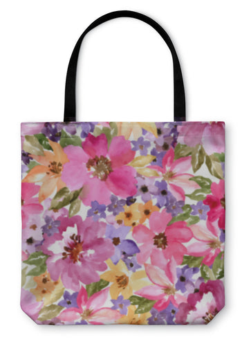 Tote Bag, Beautiful Floral Pattern Watercolor Painting