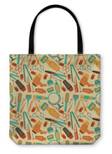 Load image into Gallery viewer, Tote Bag, Hairdressing Tools Pattern In Retro Style