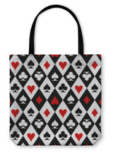 Load image into Gallery viewer, Tote Bag, Playing Cards Suit Symbols Pattern Design