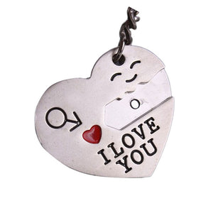 Couple I LOVE YOU Heart Keychain Ring Keyring