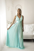 Load image into Gallery viewer, SENAT PLEATED  DRESS TURQUOISE 66002-2