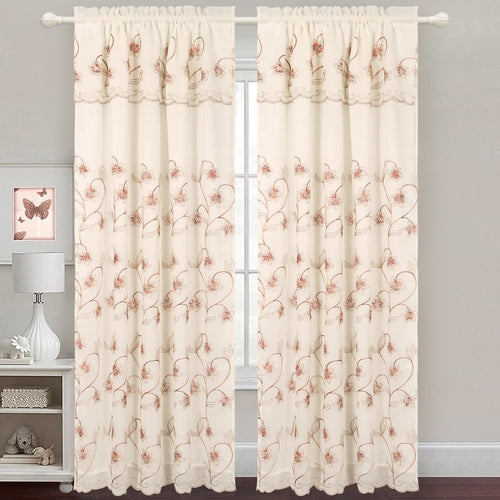 Gabriella - Snow Voile Embroidered Panel - Set of 2