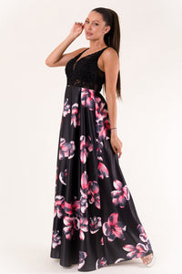 EVA & LOLA FLOWERS DRESS ROYAL BLACK 60006-2