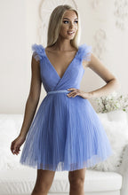 Cargar imagen en el visor de la galería, SENAT SHORT PLEATED  DRESS DELICATE BLUE 66003-3