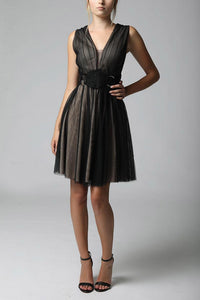 SOKY SOKA  DRESS BLACK-NUDE 600017-1