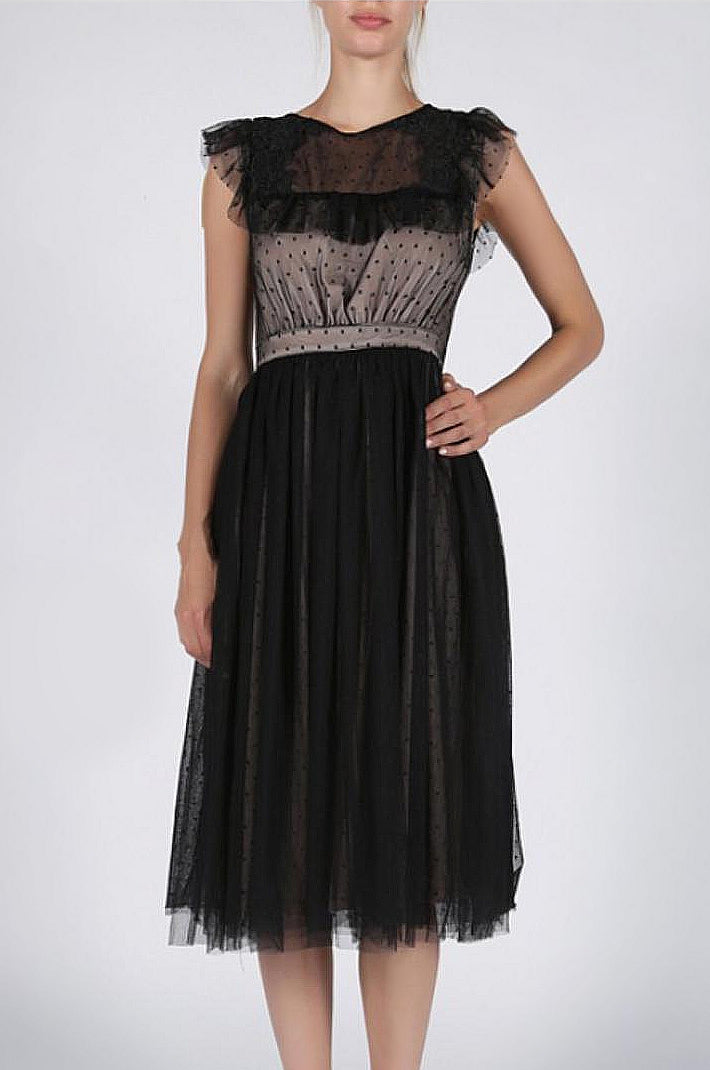 SOKY SOKA  DRESS BLACK-NUDE 57004-3