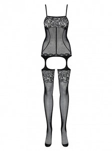 OBSESSIVE F204 BODYSTOCKING BLACK PATTERNED 50005-4