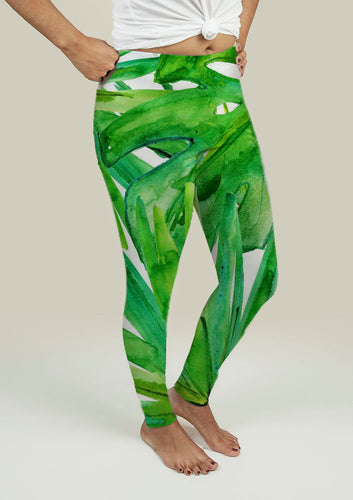 Leggings with Tropical leaves