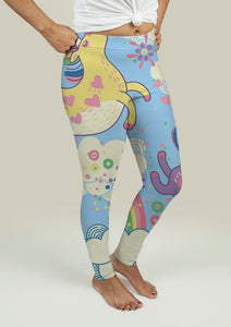 Leggings with Rainbows and Unicorns in the Clouds