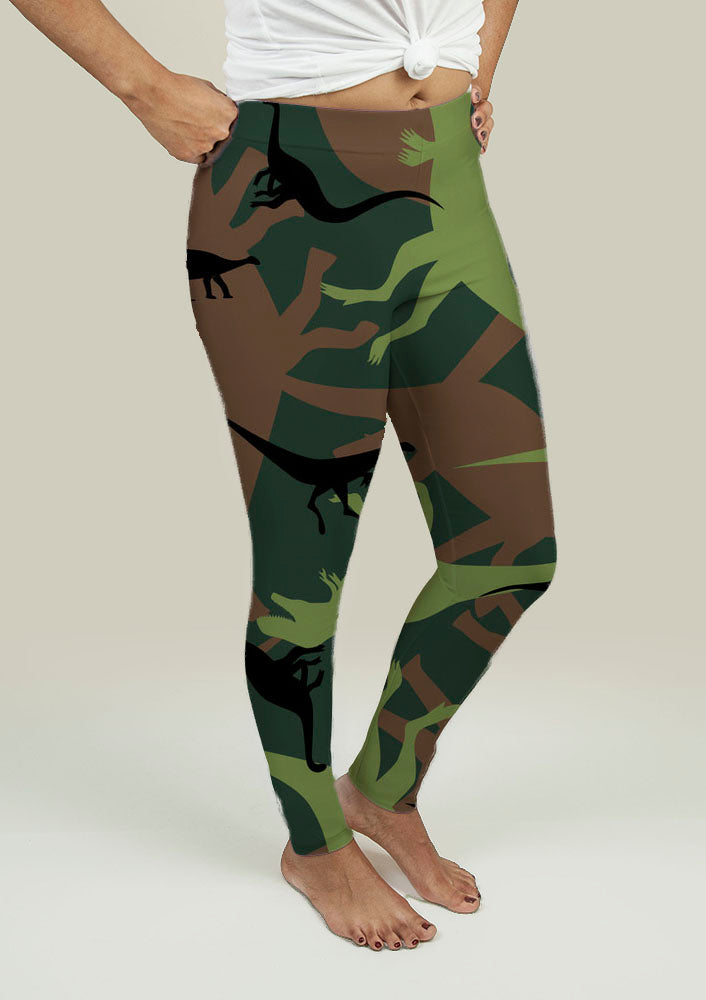 Leggings with Dinosaur Camouflage