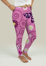 Cargar imagen en el visor de la galería, Leggings with Pink Floral Pattern