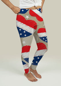 Leggings with American Independence Day Pattern