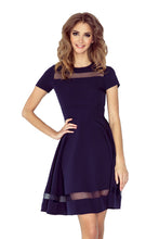 Load image into Gallery viewer, Morimia MM 003-2 Midi dress with tulle stripes - navy blue