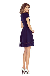 Morimia MM 003-2 Midi dress with tulle stripes - navy blue