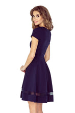 Load image into Gallery viewer, Morimia MM 003-2 Midi dress with tulle stripes - navy blue