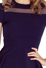 Load image into Gallery viewer, Morimia MM 003-2 Midi dress with tulle stripes - navy blue