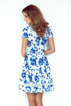 Load image into Gallery viewer, Morimia MM 003-3 Midi dress with tulle - white in blue flowers