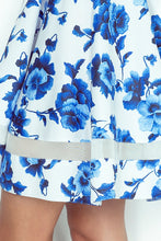 Load image into Gallery viewer, Morimia MM 003-3 Midi dress with tulle - white in blue flowers