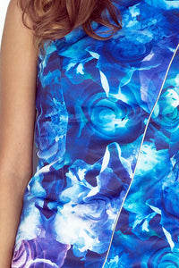 Morimia MM 004-1 Asymmetrical dress - Big blue flowers
