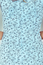 Load image into Gallery viewer, Morimia MM 004-5 Asymmetrical dress - Bright blue + black flowers - BIG SALE! %