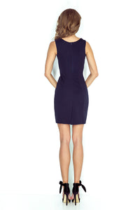 Morimia Elegant dress with buckle - navy blue MM 005-2