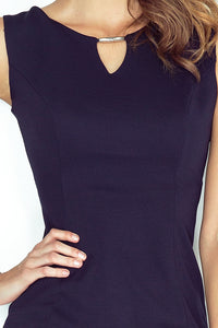 Morimia Elegant dress with buckle - navy blue MM 005-2