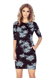 Morimia MM 007-1 Sporty dress - Black + white flower