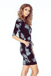 Morimia MM 007-1 Sporty dress - Black + white flower
