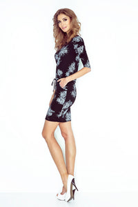 Morimia MM 007-1 Sporty dress - Black + white flower
