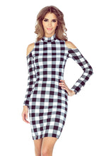 Load image into Gallery viewer, Morimia MM 008-2 Dress with turtleneck - long sleeve - black and white